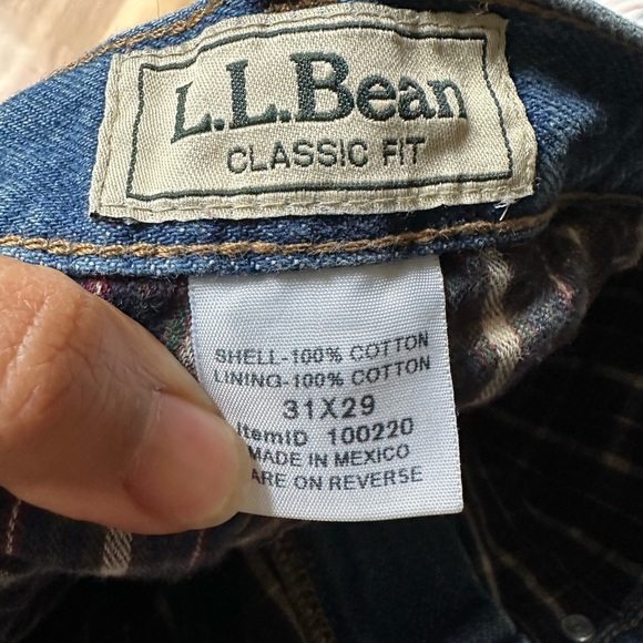 L. L. Bean Mens Classic Straight Leg Jeans with Plaid Flannel Lining‎ Size 31x29 - Picture 5 of 11